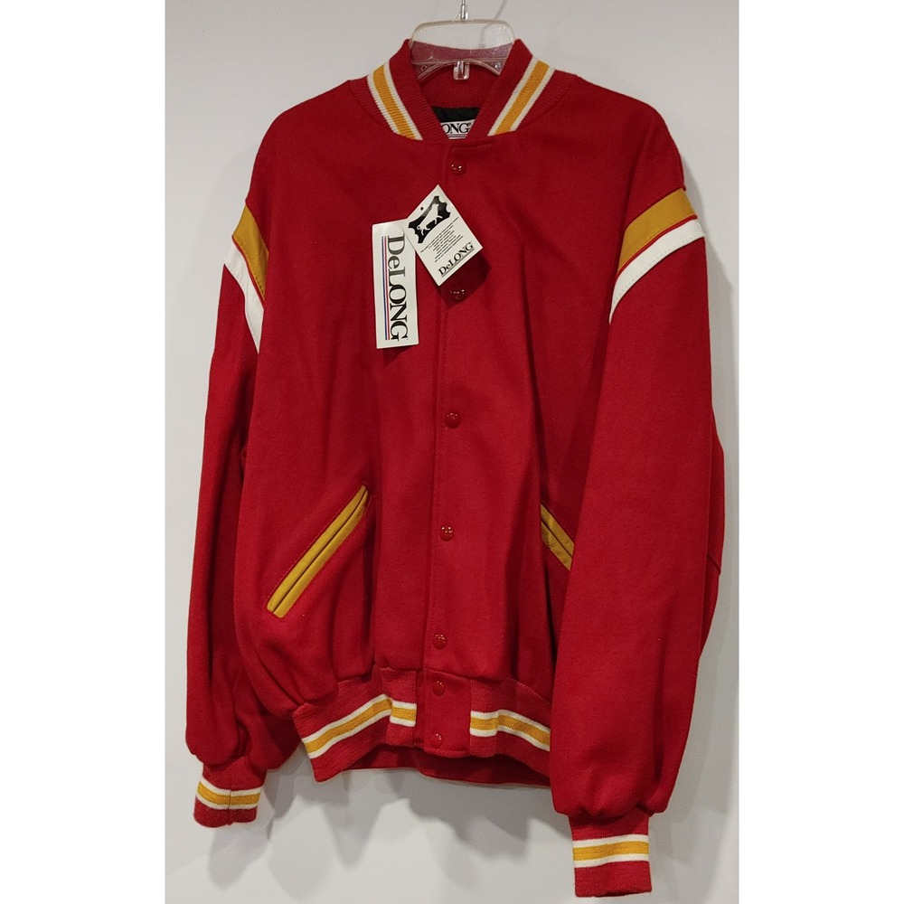 DeLong Varsity Jacket Mens 2XL Red New Sabres Letterman Bomber Made in USA